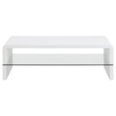 Airell Rectangular Coffee Table with Shelf White High Gloss