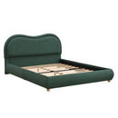 Queen Size Upholstered Platform Bed Frame with Rounded Corners Curved Headboard by HouseOfZazla