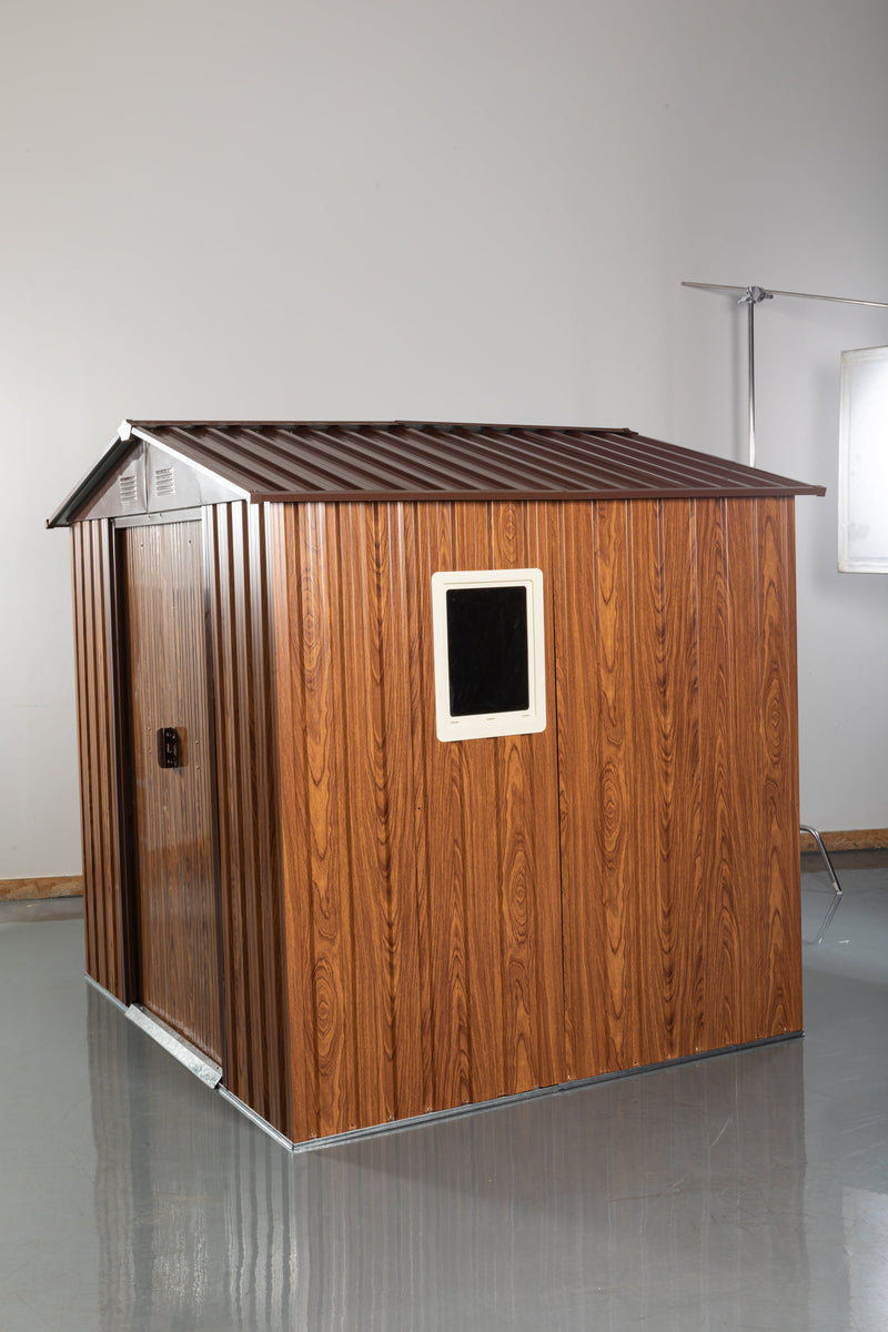 6ft x 6ft Outdoor Metal Storage Shed with Metal Floor Base, With window