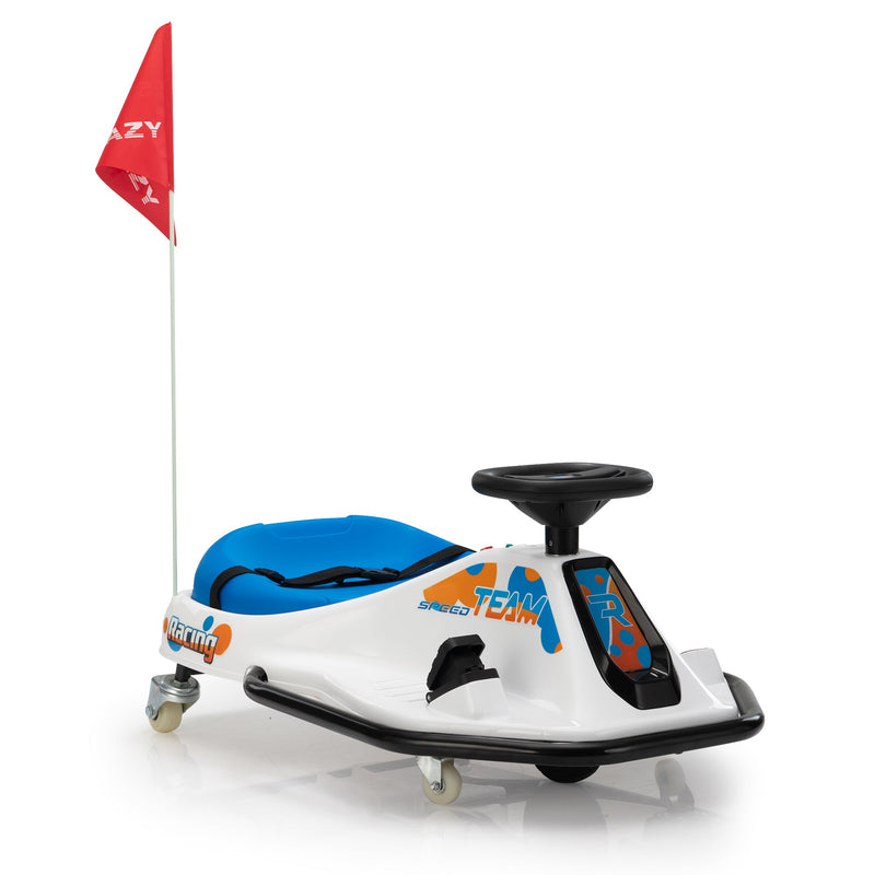 24V brushless drift car,Toddler Ride on Car, Music, Bluetooth --White blue