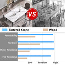 63" Modern Artificial Stone White Straight Edge Black Metal Leg Dining Table, 6 People - White / Black by HouseOfZazla
