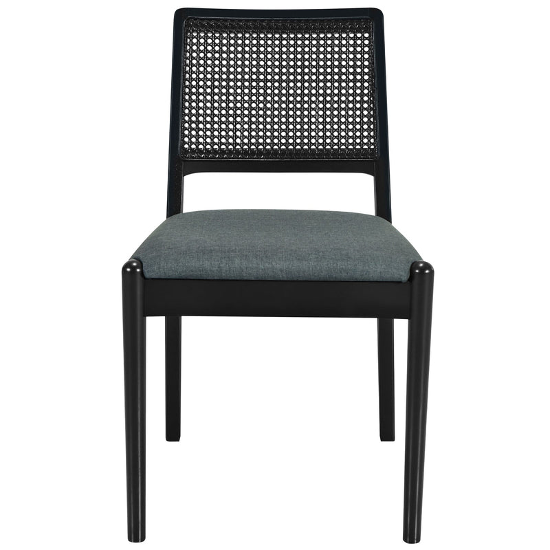 5-Piece Rattan Round Dining Table Set, Wood Table with Hexagonal Base and Upholstered Chairs for Dining Room, Kitchen,Indoor Use, Black+Gray