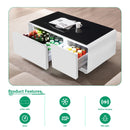Modern Smart Coffee Table With Built-In Fridge - tooth Speaker, Wireless Charging, Touch Control Panel, USB Interface, Outlet Protection, Atmosphere Light by Unique Piece Furniture