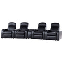 Greenfield - 4 Seater Home Theater With Wedge Console Recliners With Built In Storage And Cup Holders - Black