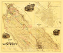Vintage Map of Monterey County, California 1877