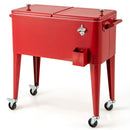Red Portable Outdoor Patio Cooler Cart by LJGDeals