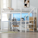 Loft Bed With Desk, Storage Staircase, Small Wardrobe And LED Light by Unique Piece Furniture