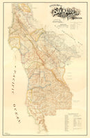 Vintage Map of San Mateo County, California 1894