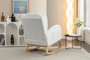 Teddy Fabric Rocking Chair With Packet Wood Legs - Ivory by HouseOfZazla