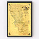 Vintage Map of Sutter County, California 1873
