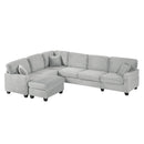 Upholstered U-Shaped Sectional Sofa With Movable Ottoman And Side Storage Pockets by HouseOfZazla
