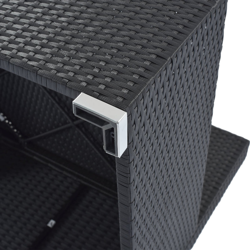 8-Pieces Outdoor Patio Furniture Sets, Garden Conversation Wicker Sofa Set, Single Sofa Combinable, Gray Cushions Black Wicker