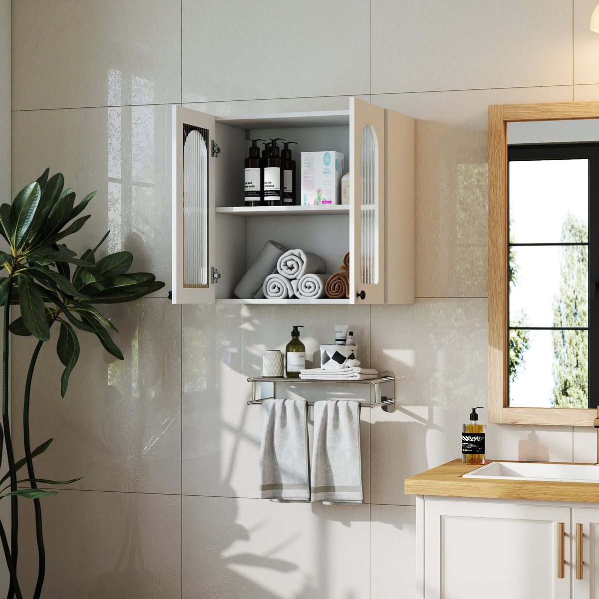 Wall Cabinet with Arched Glass Door and Adjustable Shelves, photo 4 of 10