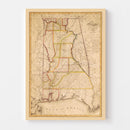 Vintage Map of Alabama 1818