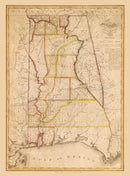 Vintage Map of Alabama 1818