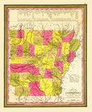 Vintage Map of Arkansas 1847