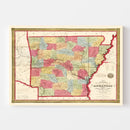 Vintage Map of Arkansas 1852