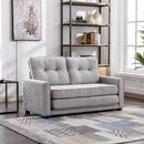 59.4" Loveseat Sofa with Pull-Out Bed Modern Upholstered Couch with Side Pocket for Living Room Office, Grey