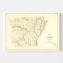 Vintage Map of Arkansas 1866