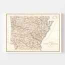 Vintage Map of Arkansas 1886