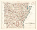 Vintage Map of Arkansas 1886