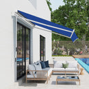 8' x 7' Patio Retractable Awning, Manual Exterior Sun Shade Deck Window Cover, Blue