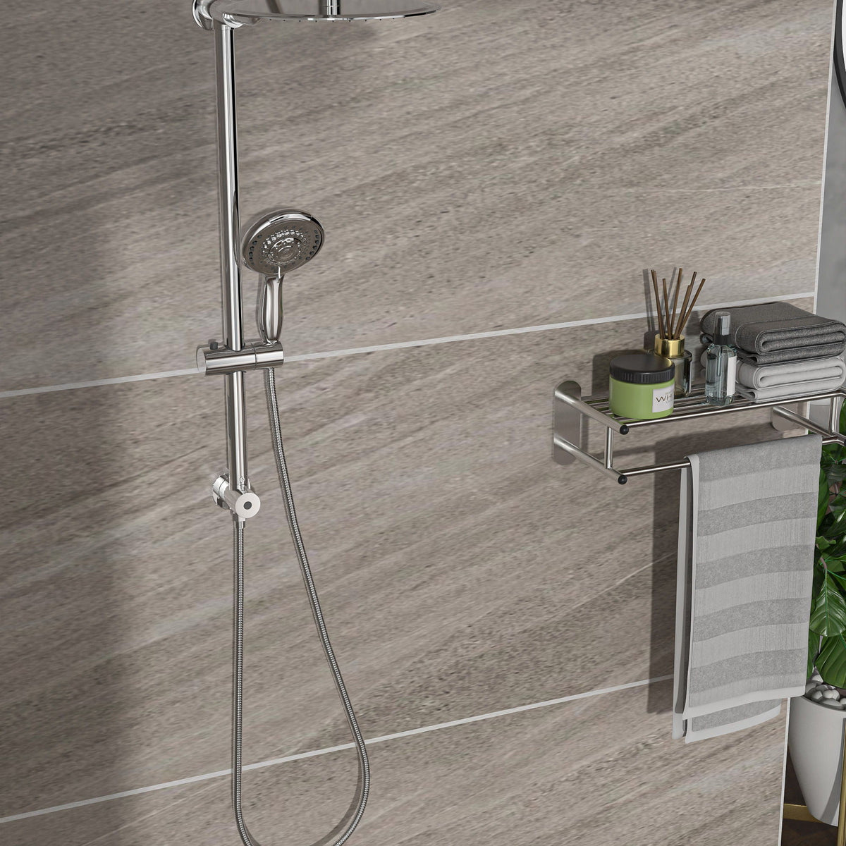 Shower System With 5 Function Rain Hand Shower And Slide Bar Combo, photo 9 of 25