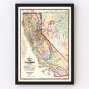 Vintage Map of California 1867