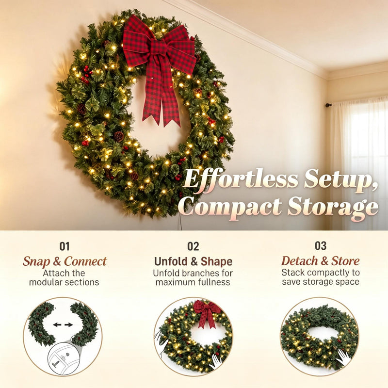 36 Inch Prelit Crestwood Spruce Christmas Wreath with Bow, photo 6 of 9