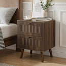 Double Drawer Bedside Table (Set of 2) - Walnut by HouseOfZazla