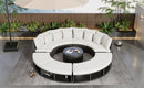 9-Piece Outdoor Patio Furniture Luxury Circular Outdoor Sofa Set Rattan Wicker Sectional Sofa Lounge Set with Tempered Glass Coffee Table, 6 Pillows,Beige