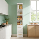 Tall Storage Cabinet With 3 Drawers For Bedroom - White by HouseOfZazla