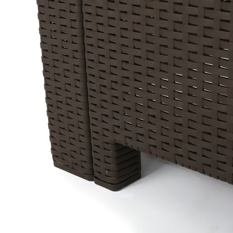 67.7" Outdoor 3-Seater Faux Wicker Rattan Style Sofa with Water Resistant Cushions, Brown / Mix Beige