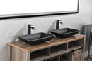 14.38" L -22.25" W -4-3/8 in. H Matte Shell Glass Rectangular Vessel Bathroom Sink in Black with Faucet and Pop-Up Drain in Matte Black