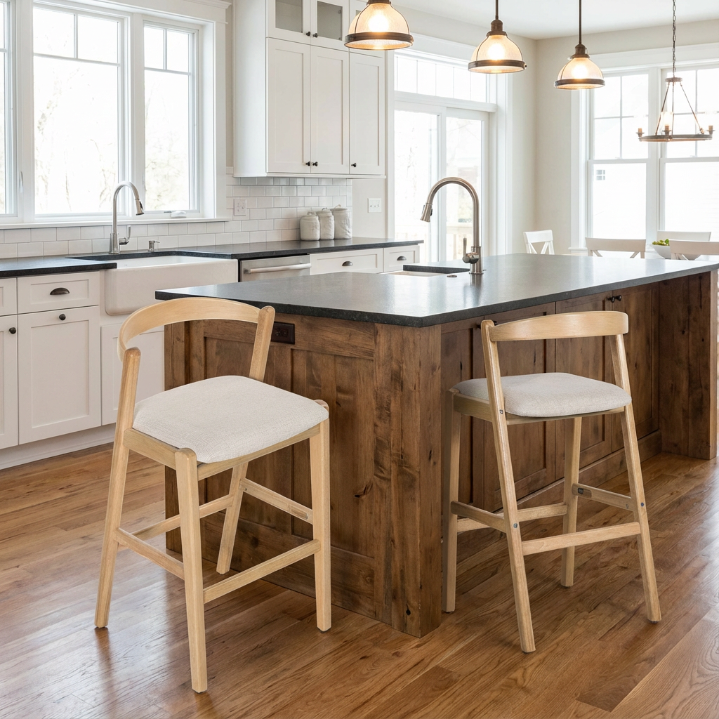 Balmain Indoor Rubberwood Barstool, photo 2 of 10