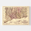 Vintage Map of Connecticut 1796