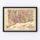 Vintage Map of Connecticut 1796