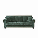 3 Seater Sofa With Tufted Upholstery, Rolled Arms, Nailhead Trim by Unique Piece Furniture
