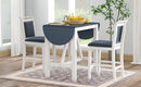3-Piece Wood Counter Height Drop Leaf Dining Table Set with 2 Upholstered Dining Chairs for Small Place, White+Gray