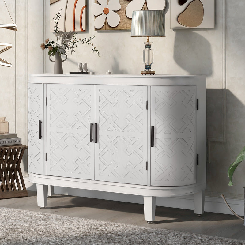 Accent Storage Cabinet Sideboard Wooden Cabinet with Antique Pattern Doors for Hallway, Entryway, Living Room
