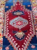 Hand-Knotted Antique Turkish Melas Wool Rug – 4'3" x 5'11" – Vibrant Geometric Motifs