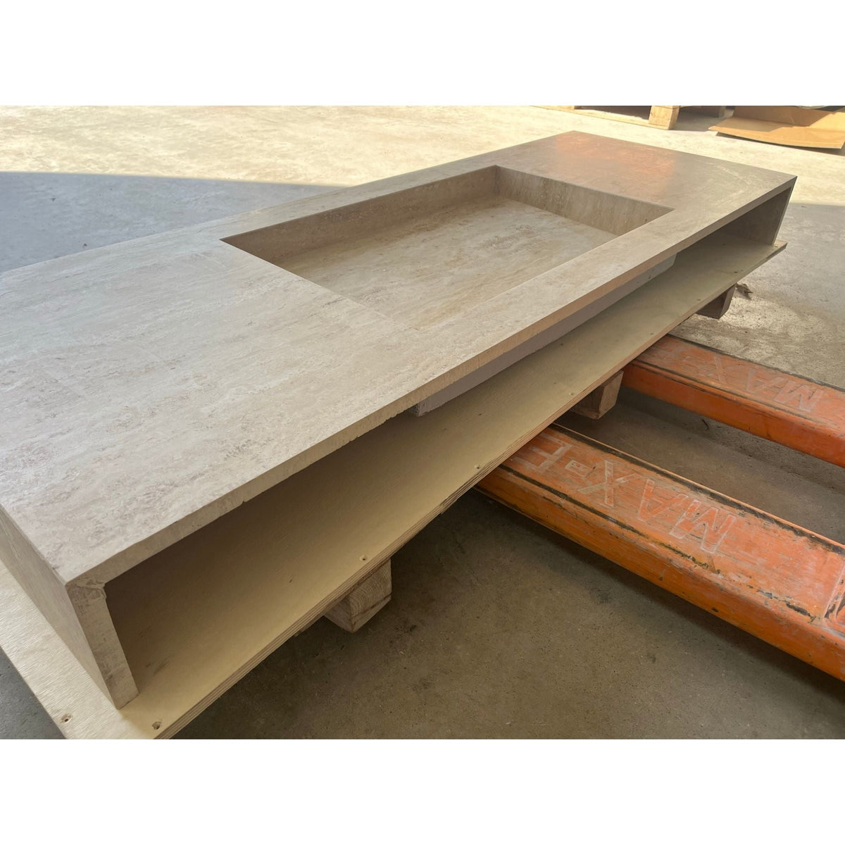 Travertine Sink Warm Beige Handcrafted Natural Stone Custom Design, photo 5 of 9