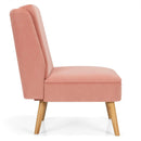 Velvet Accent Armless Side Chair with Rubber Wood Legs for Bedroom by LJGDeals
