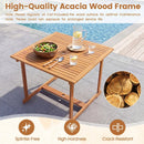 35.5" Acacia Wood Outdoor Dining Table with Umbrella Hole by LJGDeals