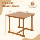35.5" Acacia Wood Outdoor Dining Table with Umbrella Hole by LJGDeals