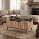 35.5" Rectangle Wooden Fluted Lift Top Coffee Table-Walnut by LJGDeals