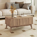 35.5" Rectangle Wooden Fluted Lift Top Coffee Table-Walnut by LJGDeals