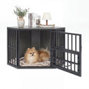 Wooden Dog Crate End Table with Adjustable Bowl Rack 35.5" by DirectDeals