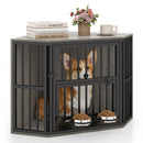 Wooden Dog Crate End Table with Adjustable Bowl Rack 35.5" by LJGDeals