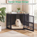 Wooden Dog Crate End Table with Adjustable Bowl Rack 35.5" by LJGDeals